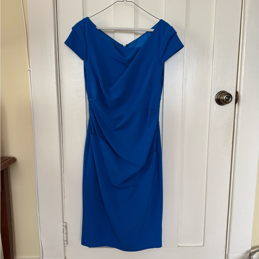 Elegant Blue Draped Dress